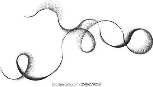 Curved Dry Brush Stroke . Chinese calligraphy . Japanese style . Snake logo. Asian design elements . Looped brush line . Vector