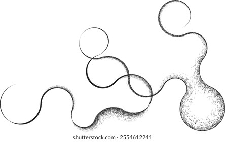 Curved Dry Brush Stroke . Chinese calligraphy . Japanese style . Snake logo. Asian design elements . Looped brush line . Vector