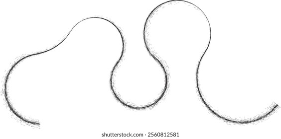 Curved Dry Brush Stroke . Chinese calligraphy . Japanese style . Snake logo. Asian design elements . Looped brush line . Vector