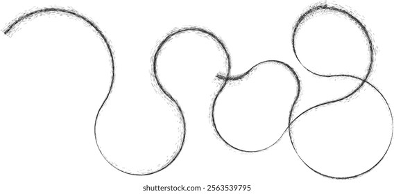 Curved Dry Brush Stroke . Chinese calligraphy . Japanese style . Snake logo. Asian design elements . Looped brush line . Vector