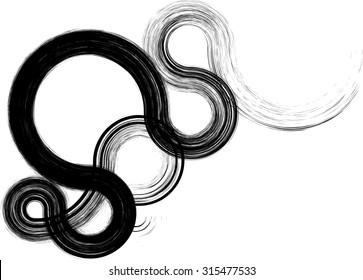 Curved Dry Brush Stroke . Chinese calligraphy . Japanese style .Vector paint stroke