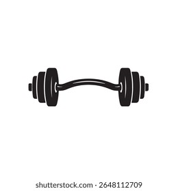 Curved Dumbbell or EZ Barbell Silhouette - Gym Equipment for Weightlifting and Fitness - Strong Vector Icon for Workout and Bodybuilding Concepts