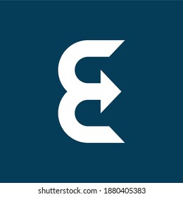 Kurzer E-Brief mit Pfeil in der mittleren Vektor-Logo-Vorlage