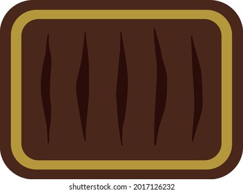 Curved edge rectangular chocolate candy with rippling and gold stripe border.  `Layered confectionery SVG svg