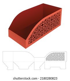 Curved Edge Tray With Stenciled Pattern Die Cut Template And 3D Mockup