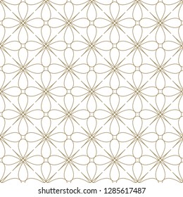 Curved elegant fine lines and scrolls forming abstract floral ornament. Vector seamless pattern for background, wallpaper, textile printing, packaging, wrapper, etc.
