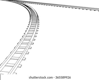 Curved Endless Train Track. Vector