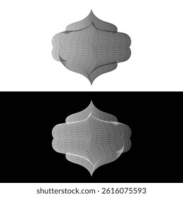Curved engraved shield with mirrored texture