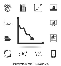 curved fall arrow chart icon. Detailed set of Trend diagram and chart icons. Premium quality graphic design. One of the collection icons for websites, web design, mobile app on white background