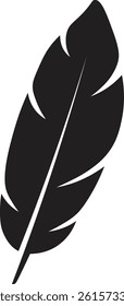 Curved Feather Silhouette. Vector Illustration Isolated on White Background