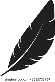 Curved Feather Silhouette. Vector Illustration Isolated on White Background