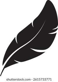 Curved Feather Silhouette. Vector Illustration Isolated on White Background