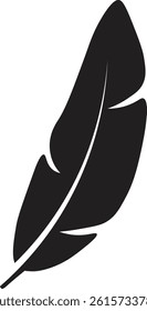 Curved Feather Silhouette. Vector Illustration Isolated on White Background