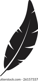 Curved Feather Silhouette. Vector Illustration Isolated on White Background