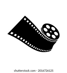 Curved film strip, element for cinema design. Movie and video symbol.