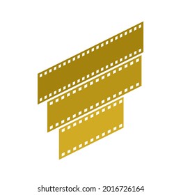 Curved film strip, element for cinema design. Movie and video symbol.