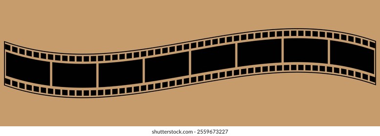 Curved film strip icon. Old retro cinema movie strip. vector illustration eps 10.