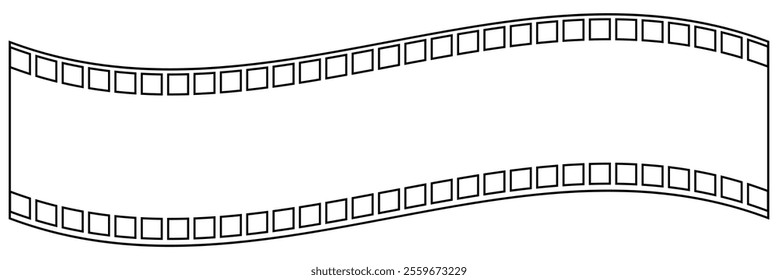 Curved film strip icon. Old retro cinema movie strip. vector illustration eps 10.