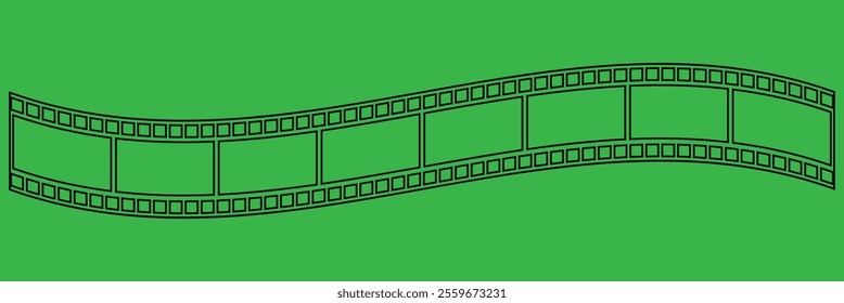 Curved film strip icon. Old retro cinema movie strip. vector illustration eps 10.