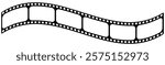 Curved film strip icon.Roll of retro film strip on isolated white background. Black film strip icon simple design. Cinema, movie and photography film strip template. vector illustration.