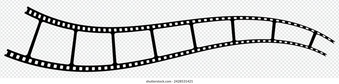 Curved film strip icon.Roll of retro film strip on isolated transparent background. Photographic film in retro style. Curved film strip PNG.