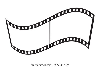 Curved film strip icon.Roll of retro film strip on isolated white  background. Cinema icon set, Photographic film in retro style.