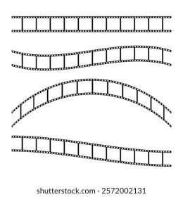 Curved film strip icon.Roll of retro film strip on isolated white  background. Cinema icon set, Photographic film in retro style.