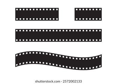 Curved film strip icon.Roll of retro film strip on isolated white  background. Cinema icon set, Photographic film in retro style.