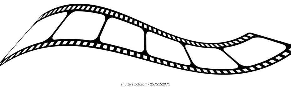 Curved film strip icon.Roll of retro film strip on isolated white background. Black film strip icon simple design. Cinema, movie and photography film strip template. vector illustration.