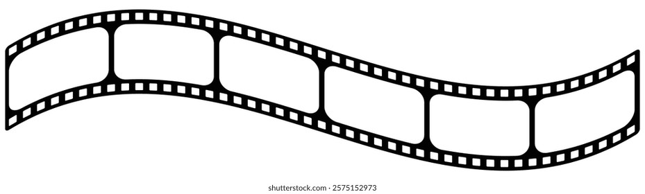 Curved film strip icon.Roll of retro film strip on isolated white background. Black film strip icon simple design. Cinema, movie and photography film strip template. vector illustration.