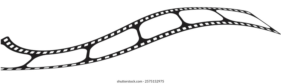 Curved film strip icon.Roll of retro film strip on isolated white background. Black film strip icon simple design. Cinema, movie and photography film strip template. vector illustration.