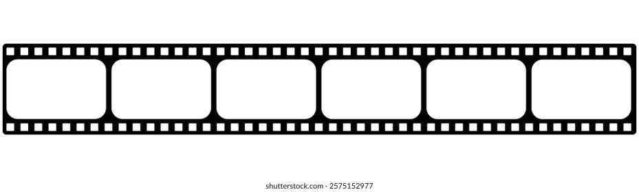 Curved film strip icon.Roll of retro film strip on isolated white background. Black film strip icon simple design. Cinema, movie and photography film strip template. vector illustration.