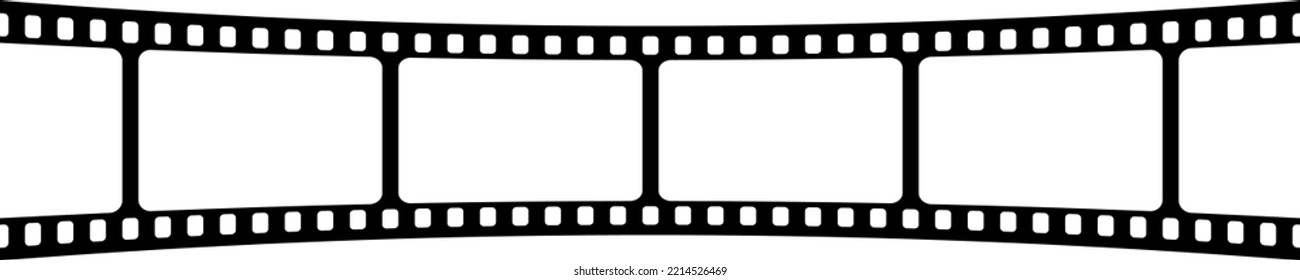 Curved Film Strip. Old Retro Cinema Movie Strip. Analog Video Recording Equipment. Vector Illustration