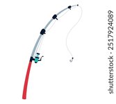 curved fishing rod equipment isolated