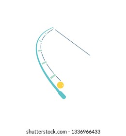 curved fishing rod icon. Flat color design. Vector illustration.