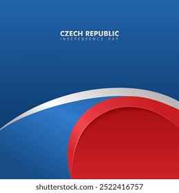 Curved flag ribbon design, Czech Republic Independence Day Poster