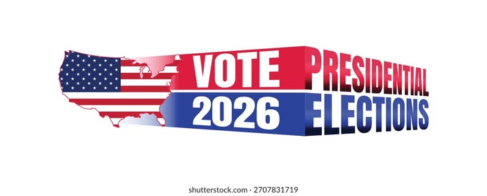 Anuncio de las elecciones presidenciales de 2026 con tipografía limpia y estilo patriótico ideal para el marketing de campañas políticas.