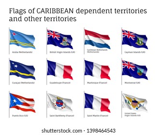 Curved Flags Caribbean Dependent Territories Officially Stock Vector ...