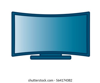 Curved Flat Screen Smart TV. Linear thin lien vector illustration