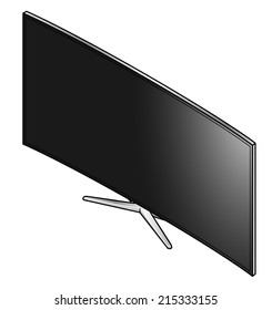 A curved flat screen television.