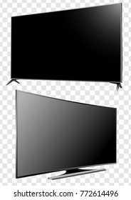 Curved and Flat TV screen lcd, plasma. Realistic vector illustration.