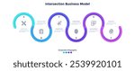 Curved flowchart divided into six colorful parts. Concept of 6 stages of project development process. Corporate infographic design template. Flat vector illustration for business presentation.