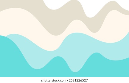 Curved flowing shapes in pastel blue and beige create a seamless abstract background, suitable for design and decoration purposes.