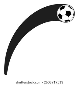 Curved Flying Soccer Ball, Icon With Dynamic Motion Trail Effect