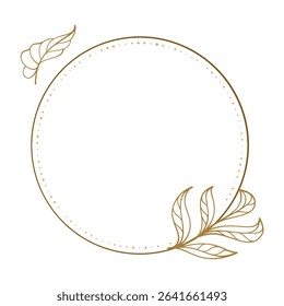 Curved foliage round frame minimal elegant leaf design for journaling printables, scrapbooking, and nature-inspired branding