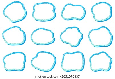 Curved frame set with water surface design, summer, pool, sea