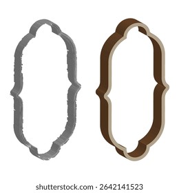 Curved frame silhouette. Classic outline shape. Ornamental vector element. Elegant border figure.
