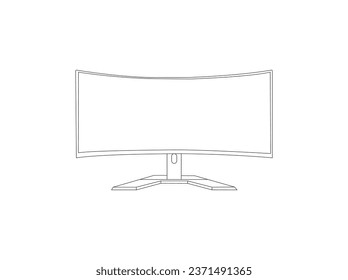 Icono de contorno del monitor de videojuegos curvo. Signo lineal vectorial, símbolo, logotipo para concepto móvil y diseño web. Icono para el sitio web de la tienda de electrodomésticos, gadgets y electrónica.