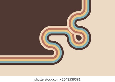 Curved geo stripes in teal and beige on a classic retro background