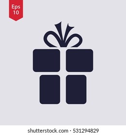 Curved Gift Sign. Simple Christmas Present Symbol. Flat Design Style. Vector Illustration